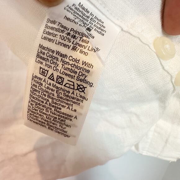 J. Crew Men's Short-Sleeve Baird McNutt Irish Linen Shirt White Size Medium NWOT - Picture 8 of 13